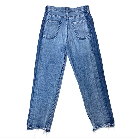 Moussy Jeans High Rise Raw Hem Women’s 24 Designer Denim Two Tone Color Wide Leg - Picture 3 of 7